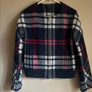 J Crew blue and white wool bomber jacket 💙🤍